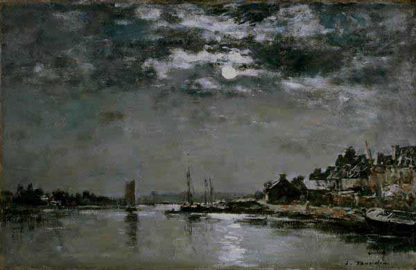 Moonlit Village Scene, Eugene Boudin